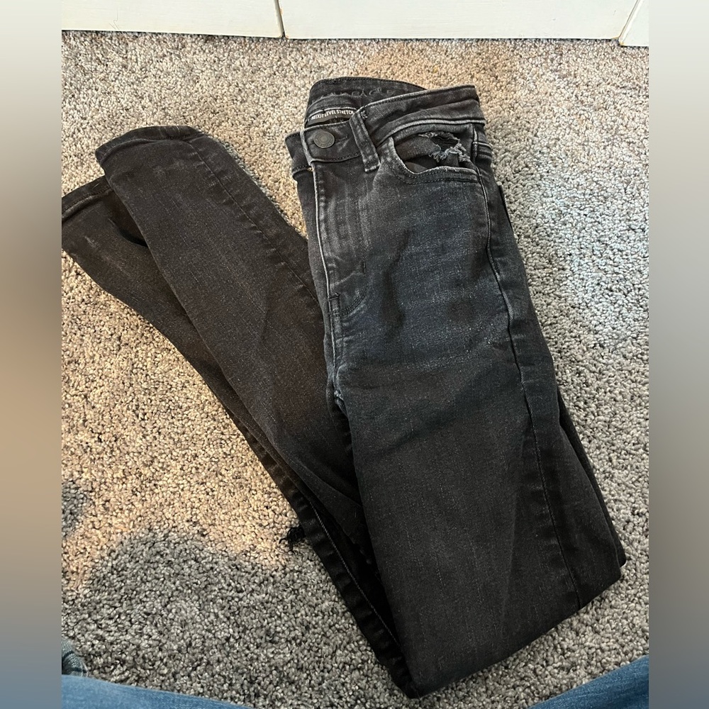 AE black ripped skinny jeans